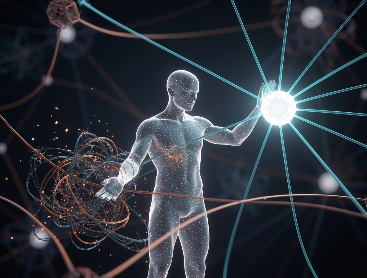 Абстрактная иллюстрация сети факторов кредитной истории, влияющих на одобрение займа.