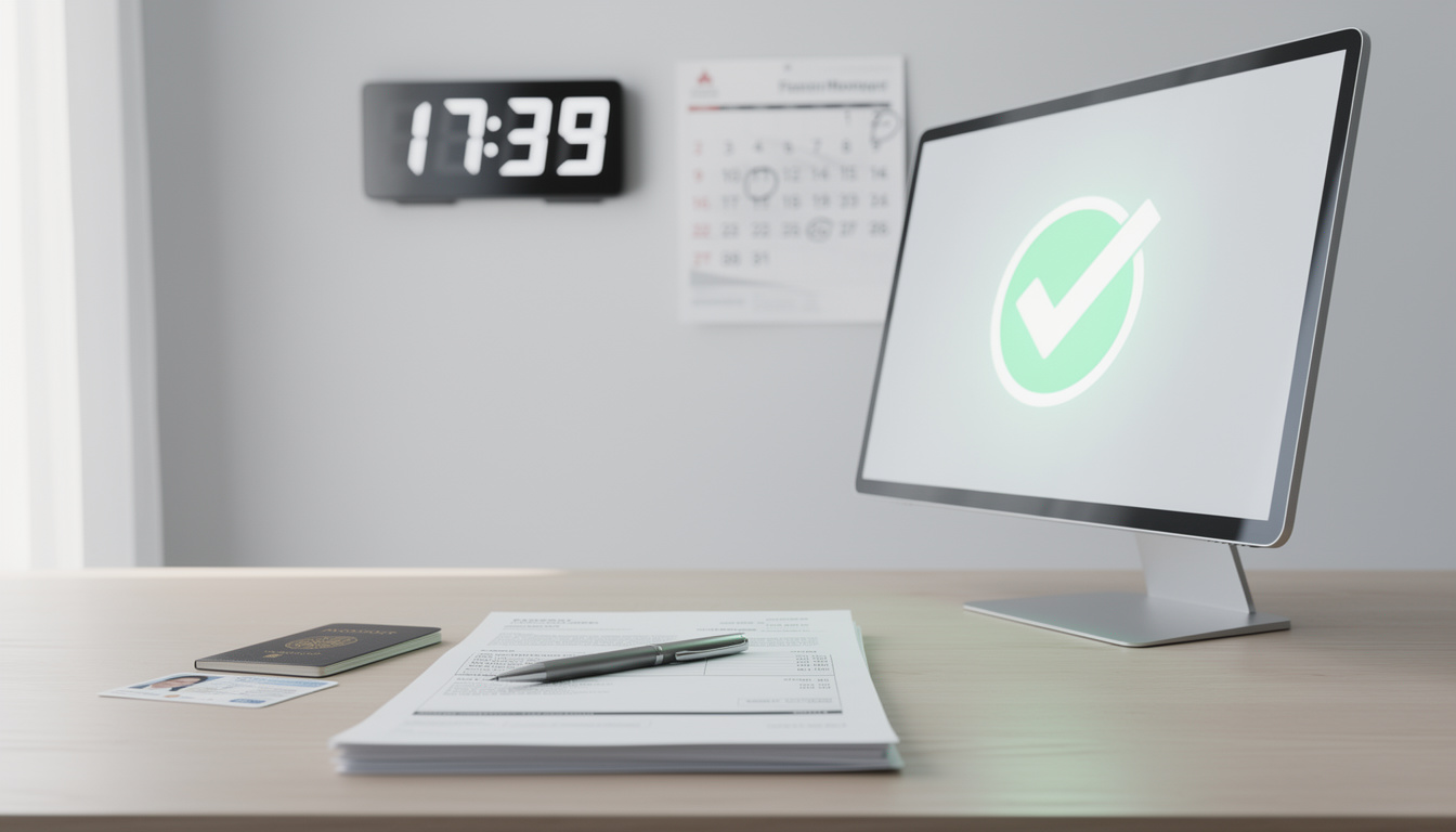 Аккуратный стол с документами, символизирующий ускорение процесса рассмотрения заявки.