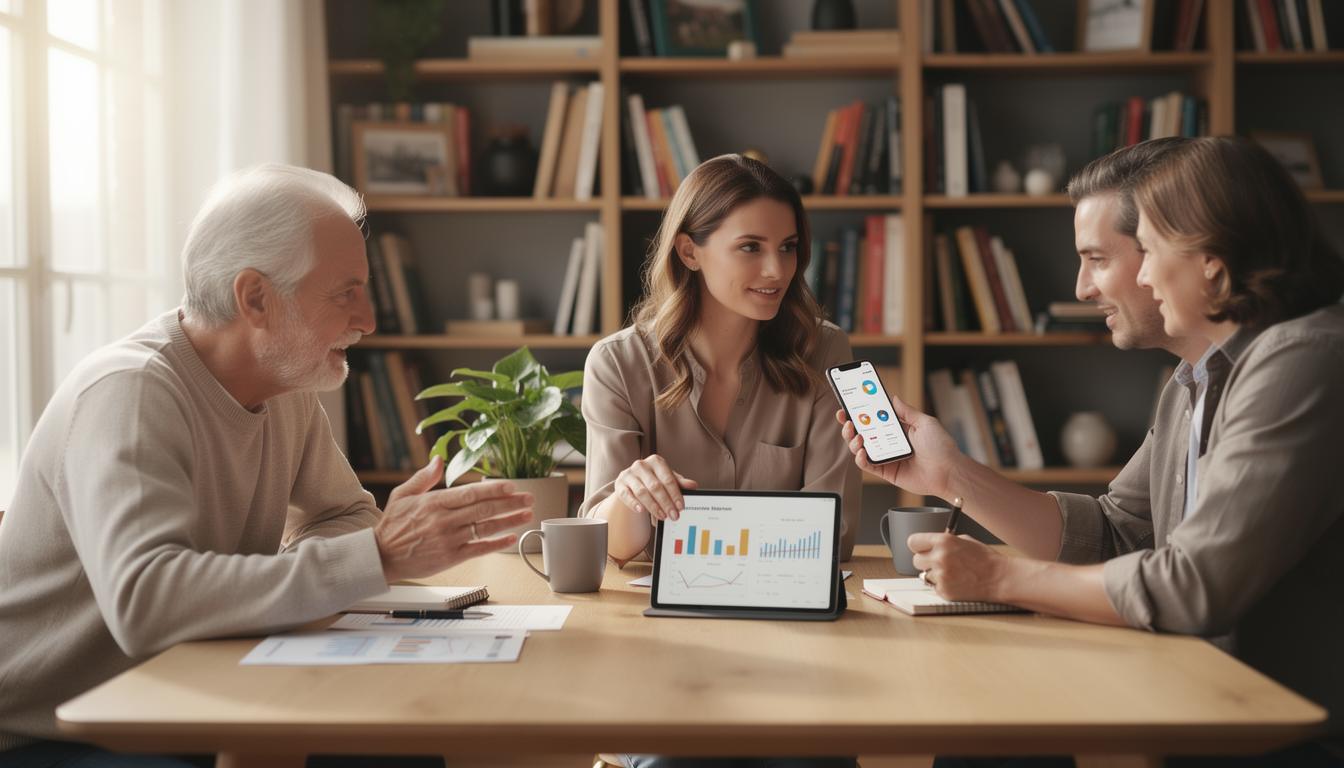 Люди обсуждают альтернативные варианты займов в домашней обстановке.